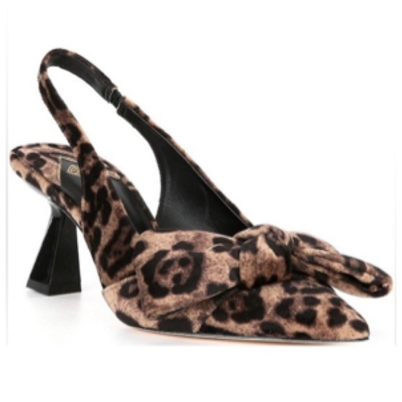 Michael Antonio Shoes - ANTONIO MELANI LENORE VELVET LEOPARD BOW SLINGBACK PUMPS SIZE 7 1/2